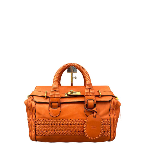 Gucci Woven Handbag Calfskin Orange Gucci Woven Handbag Calfskin Orange