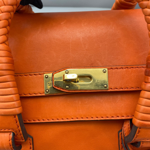 Gucci Woven Handbag Calfskin Orange Gucci Woven Handbag Calfskin Orange
