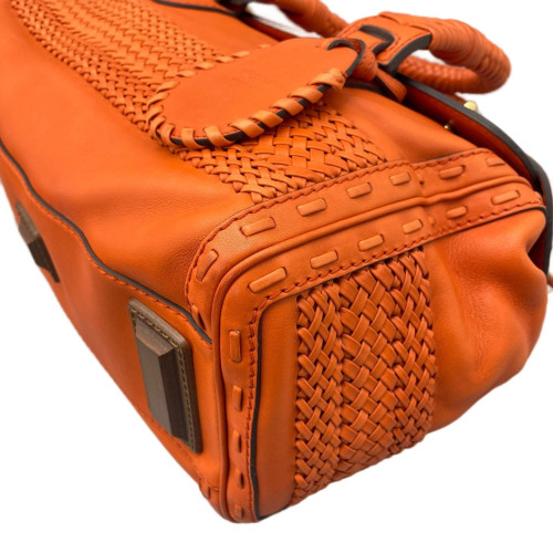 Gucci Woven Handbag Calfskin Orange Gucci Woven Handbag Calfskin Orange