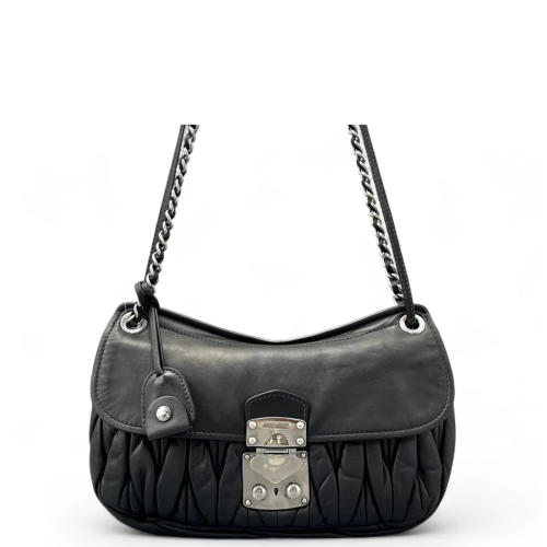 Miu Miu Gaufre Flap Bag Crumpled Lambskin Black Miu Miu Gaufre Flap Bag Crumpled Lambskin Black