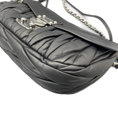 Miu Miu Gaufre Flap Bag Crumpled Lambskin Black Miu Miu Gaufre Flap Bag Crumpled Lambskin Black