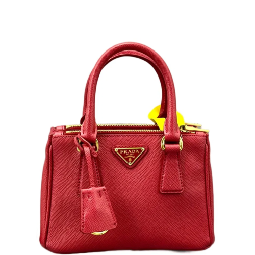 Prada Mini Galleria Double Zip Tote Saffiano Calfskin Red