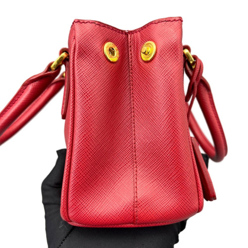 Prada Mini Galleria Double Zip Tote Saffiano Calfskin Red