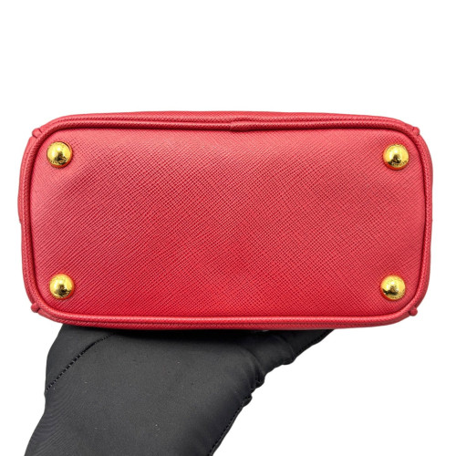 Prada Mini Galleria Double Zip Tote Saffiano Calfskin Red