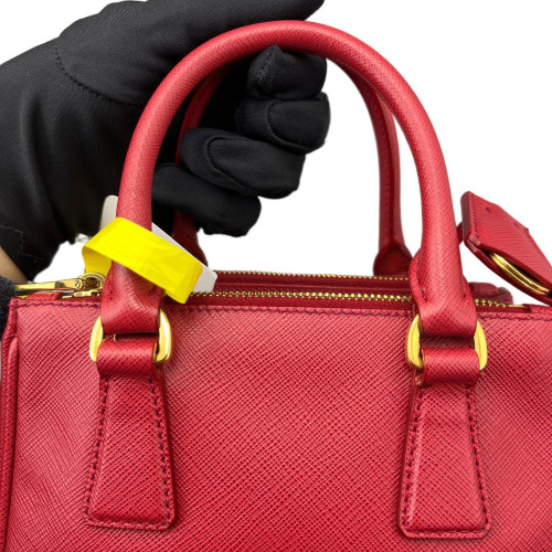 Prada Mini Galleria Double Zip Tote Saffiano Calfskin Red