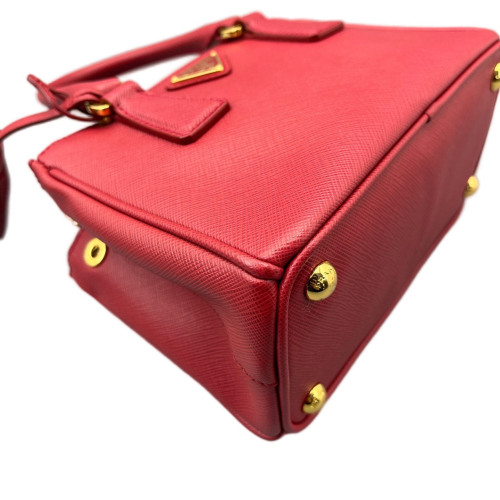 Prada Mini Galleria Double Zip Tote Saffiano Calfskin Red