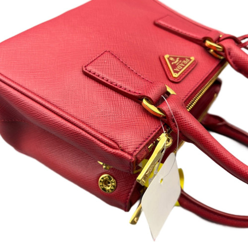 Prada Mini Galleria Double Zip Tote Saffiano Calfskin Red