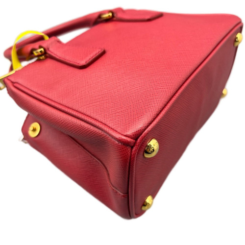 Prada Mini Galleria Double Zip Tote Saffiano Calfskin Red