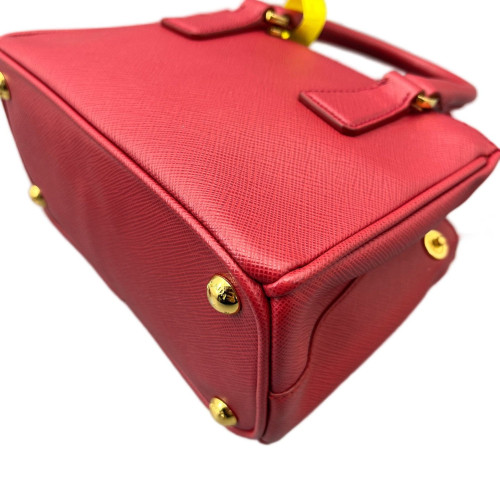Prada Mini Galleria Double Zip Tote Saffiano Calfskin Red