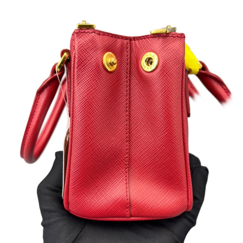 Prada Mini Galleria Double Zip Tote Saffiano Calfskin Red