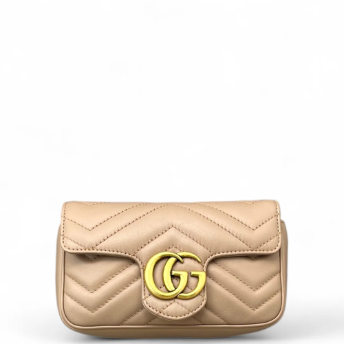 Gucci Super Mini GG Marmont Calfskin Natural Tan