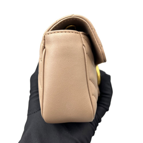 Gucci Super Mini GG Marmont Calfskin Natural Tan