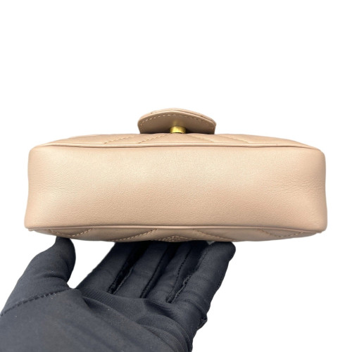 Gucci Super Mini GG Marmont Calfskin Natural Tan