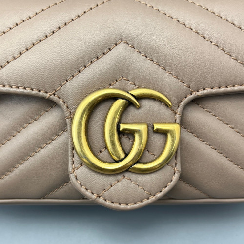 Gucci Super Mini GG Marmont Calfskin Natural Tan