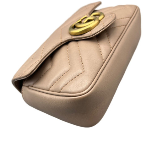 Gucci Super Mini GG Marmont Calfskin Natural Tan