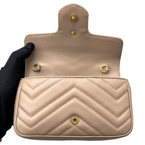 Gucci Super Mini GG Marmont Calfskin Natural Tan