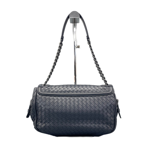 Bottega Veneta Intrecciato Shoulder Bag Calfskin Intrecciato Black