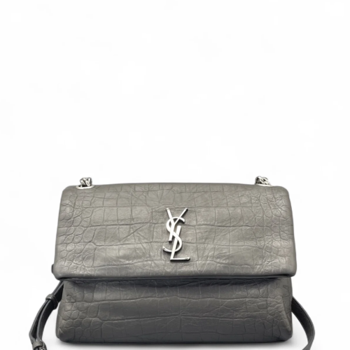 Yves Saint Laurent West Hollywood Shoulder Bag Medium Calfskin Grey