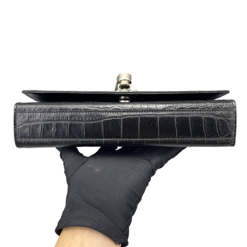 Yves Saint Laurent Medium Kate Corssbody Bag Calfskin Crocodile Embossed Black Yves Saint Laurent Medium Kate Corssbody Bag Calfskin Crocodile Embossed Black