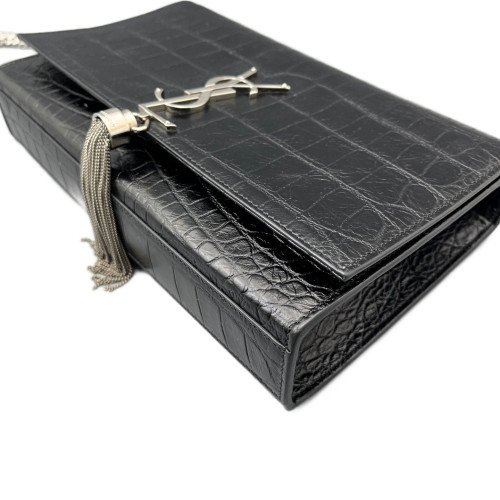 Yves Saint Laurent Medium Kate Corssbody Bag Calfskin Crocodile Embossed Black Yves Saint Laurent Medium Kate Corssbody Bag Calfskin Crocodile Embossed Black