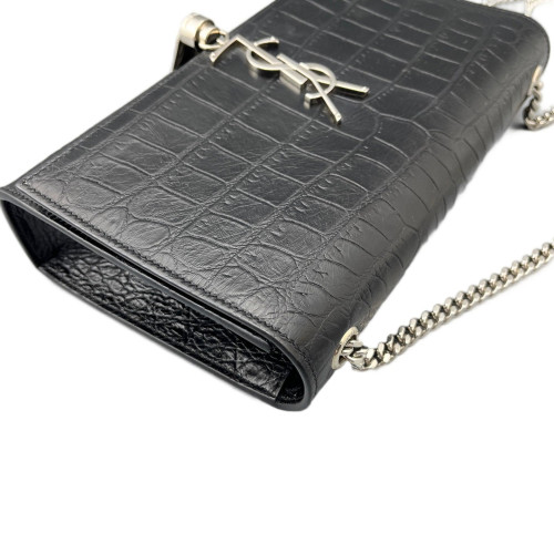 Yves Saint Laurent Medium Kate Corssbody Bag Calfskin Crocodile Embossed Black Yves Saint Laurent Medium Kate Corssbody Bag Calfskin Crocodile Embossed Black
