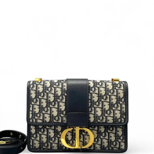 Dior 30 Montaigne Flap Bag Oblique Navy Beige