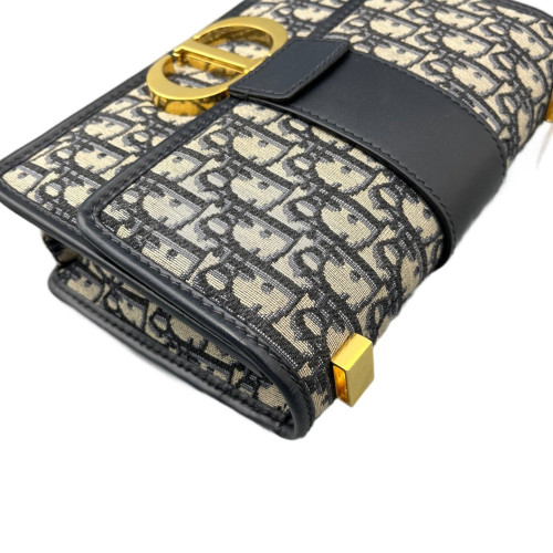 Dior 30 Montaigne Flap Bag Oblique Navy Beige