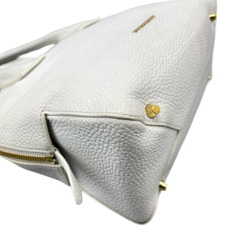 Burberry Two-Way Bag Grained Calfskin White