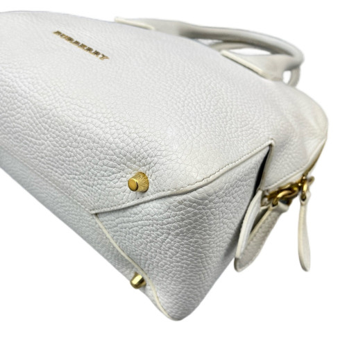 Burberry Two-Way Bag Grained Calfskin White