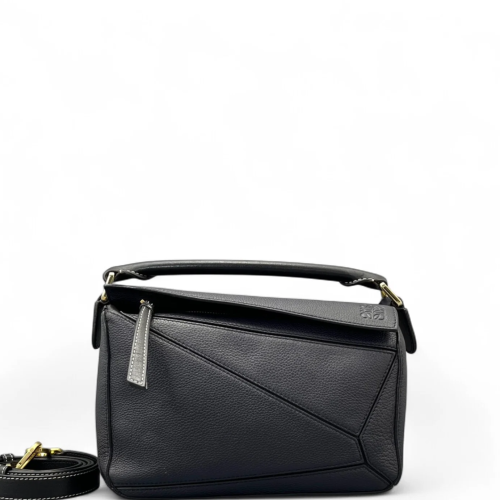 Loewe Small Puzzle Grained Calfskin Navy Black Loewe Small Puzzle Grained Calfskin Navy Black