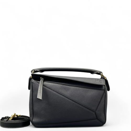 Loewe Small Puzzle Grained Calfskin Navy Black Loewe Small Puzzle Grained Calfskin Navy Black