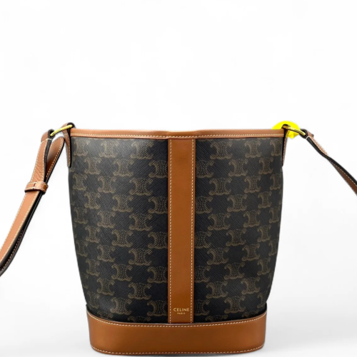 Celine Triomphe Bucket Bag Mediun Triomphe Tan Brown