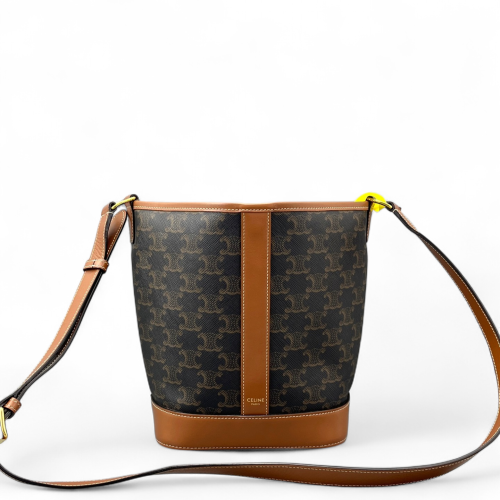 Celine Triomphe Bucket Bag Mediun Triomphe Tan Brown