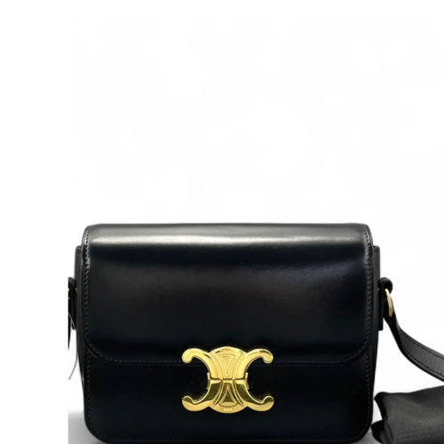 Celine Teen Triomphe Shoulder Bag Smooth Calfskin Black