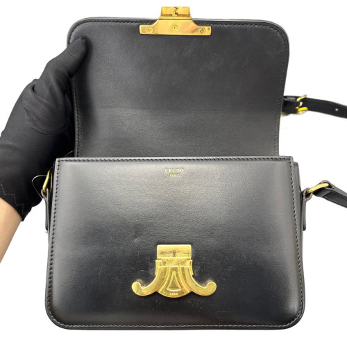Celine Teen Triomphe Shoulder Bag Smooth Calfskin Black