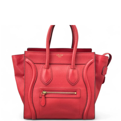 Celine Micro Luggage Grained Calfskin Red