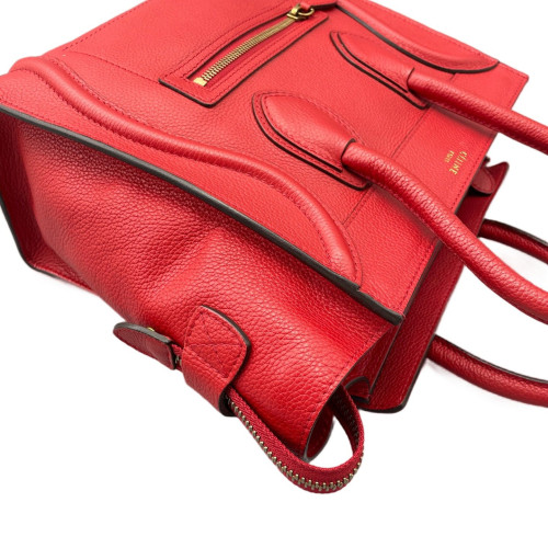 Celine Micro Luggage Grained Calfskin Red