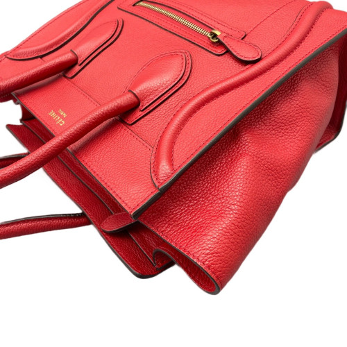 Celine Micro Luggage Grained Calfskin Red