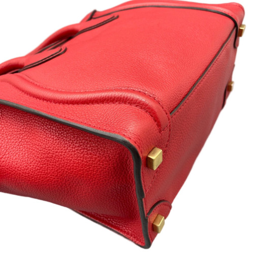 Celine Micro Luggage Grained Calfskin Red