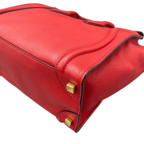 Celine Micro Luggage Grained Calfskin Red