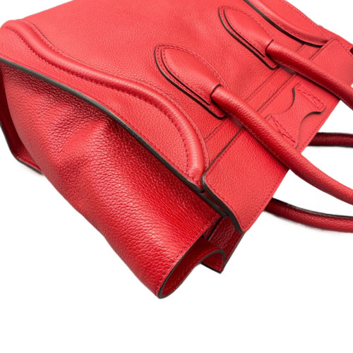 Celine Micro Luggage Grained Calfskin Red