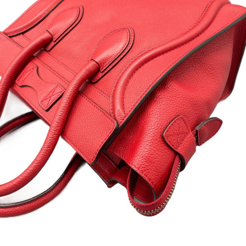 Celine Micro Luggage Grained Calfskin Red