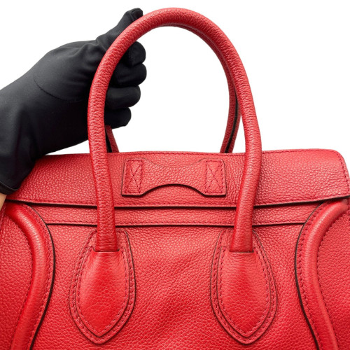 Celine Micro Luggage Grained Calfskin Red