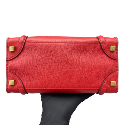 Celine Micro Luggage Grained Calfskin Red