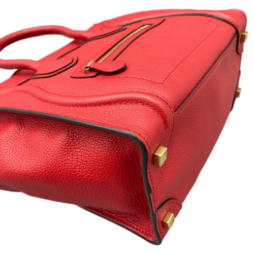 Celine Micro Luggage Grained Calfskin Red