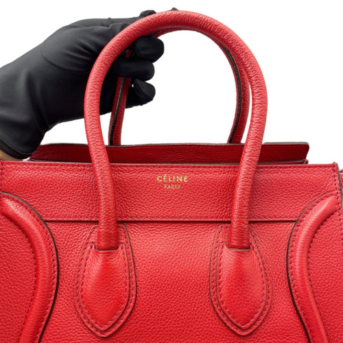 Celine Micro Luggage Grained Calfskin Red