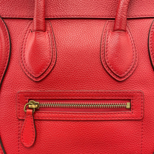 Celine Micro Luggage Grained Calfskin Red