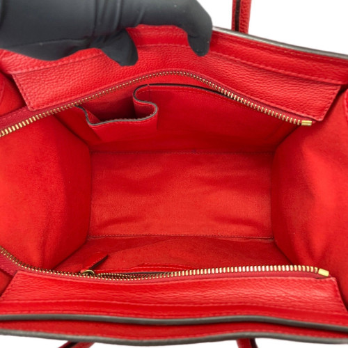 Celine Micro Luggage Grained Calfskin Red