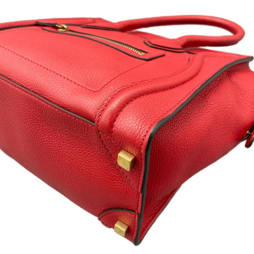 Celine Micro Luggage Grained Calfskin Red