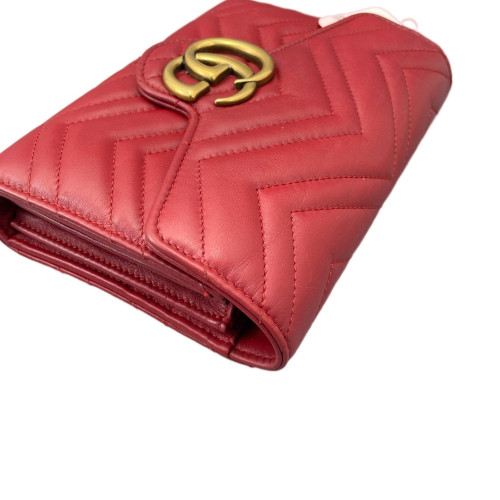 Gucci GG Marmont Chain Wallet Calfskin Red